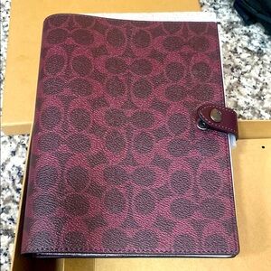 Coach Burgundy Patterned Leather Notebook